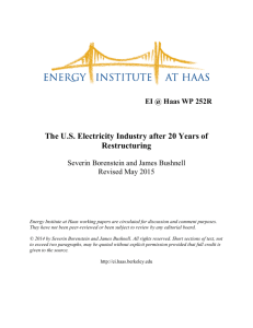 Borenstein, S, Bushnell, JB. The U.S. Electricity Industry after 20