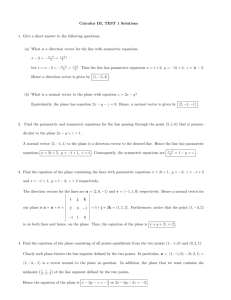 Calculus III, TEST 1 Solutions 1. Give a short