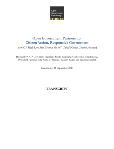 Open Government Partnership: Citizen Action, Responsive