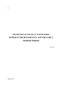 POWER IN THE RENAISSANCE AND THE EARLY MODERN PERIOD