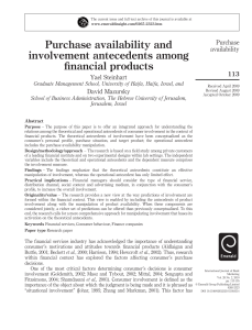 Purchase availability and involvement antecedents among financial