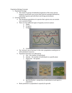 Population Biology Concepts 1. Population Ecology • The study of a