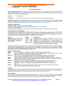 CH 331 Organic Chemistry Note to prospective students: This