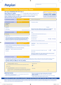 Claim Form For Veterinary Fees