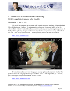 A Conversation on Europe's Political Economy With George