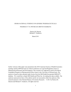 CROSS-NATIONAL EVIDENCE ON GENERIC PHARMACEUTICALS
