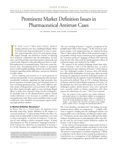 Prominent Market Definition Issues in Pharmaceutical Antitrust Cases