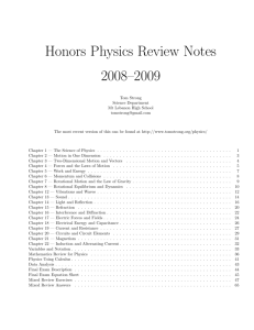 Honors Physics Review Notes 2008–2009