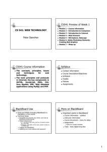 CS541 Preview of Week 1 CS541 Course information Syllabus