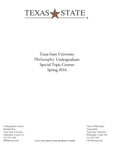 Texas State University Philosophy Undergraduate Special Topic