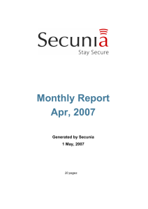 Monthly Report Apr, 2007