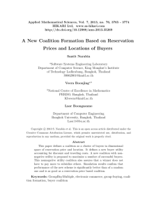 A New Coalition Formation Based on Reservation Prices and