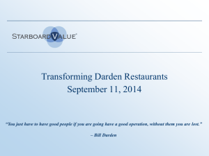 Transforming Darden Restaurants September 11, 2014