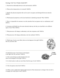 Geology Unit Test 2 Study Guide KEY Large Crystals