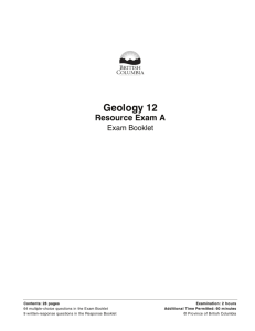 Geology 12 Resource Exam A Exam Booklet