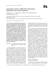 Isotope Ratio Analysis by HRGC-MS of Monoterpene Hydrocarbons