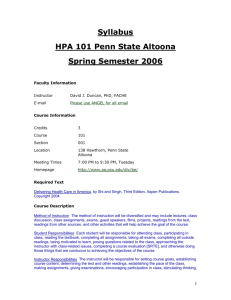 HPA 101 - Penn State Altoona