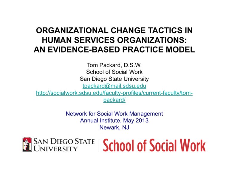 organizational change tactics in human services organizations