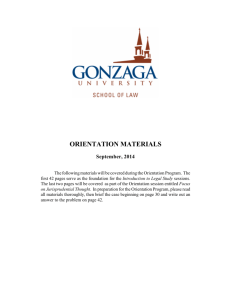 orientation materials - Gonzaga University School of Law