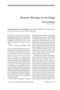 Reason's Revenge on Sociology - National Humanities Institute