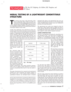 Modal testing of a lightweight cementitious structure