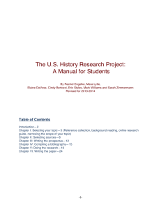 The US History Research Project: A Manual for
