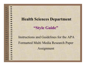 Health Sciences Department “Style Guide”