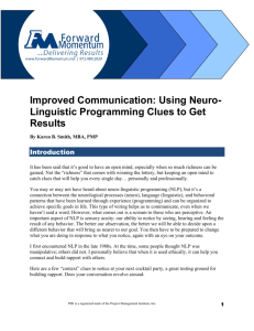 Using Neuro- Linguistic Programming Clues to Get Results