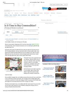 Is It Time to Buy Commodities?