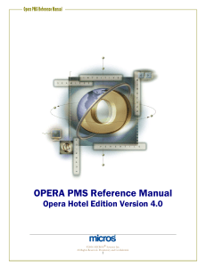 OPERA PMS Reference Manual