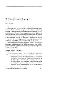 Writing to Learn Economics