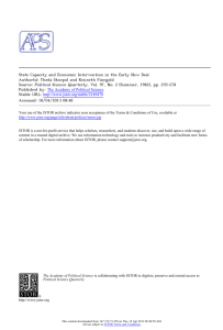 State Capacity and Economic Intervention in the Early New Deal