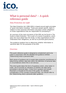 What is personal data? – A quick reference guide