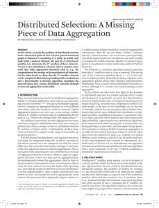 Distributed Selection: A Missing Piece of Data Aggregation