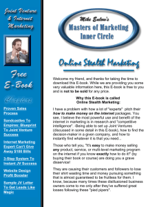 Masters of Marketing E-Book - Startup Internet Marketing