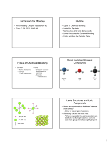 Homework for Monday Outline Types of Chemical Bonding