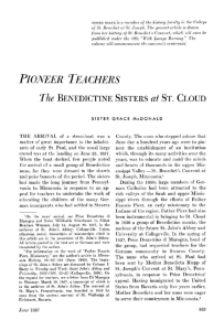 Pioneer teachers : the Benedictine sisters at St. Cloud