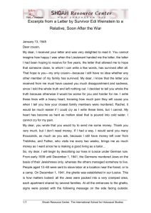 Excerpts from a Letter by Survivor Edi Weinstein to a