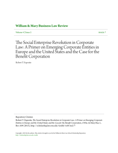 The Social Enterprise Revolution in Corporate Law