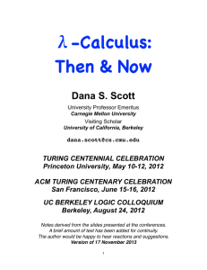 λ-Calculus: Then & Now - ACM AM Turing Centenary Celebration