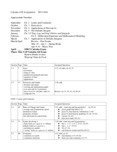 Calculus 42S Assignments 2015-2016 Approximate Timeline