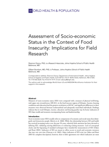 Assessment of Socio-economic Status in the Context of Food