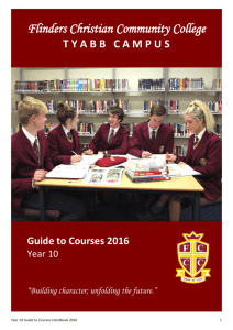 Year 10 Guide to Courses 2016 - Flinders Christian Community