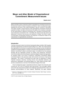 Meyer and Allen Model of Organizational Commitment