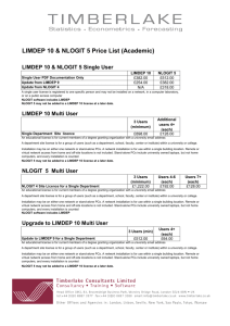 LIMDEP 10 & NLOGIT 5 Price List (Academic)