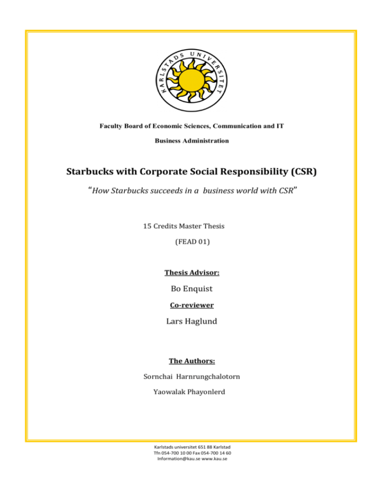 Starbucks With Corporate Social Responsibility CSR 