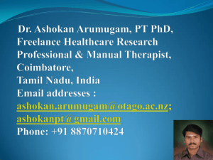 Dr Ashokan Arumugam, PhD (PT), MPT (Ortho & Manual Therapy