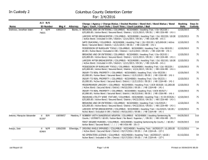 In Custody Report - Columbus County Sheriff's Office