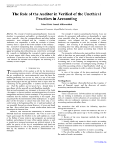 The Role of the Auditor in Verified of the Unethical Practices in