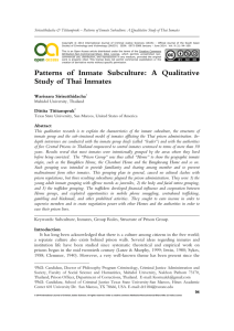 Patterns of Inmate Subculture - South Asian Society of Criminology